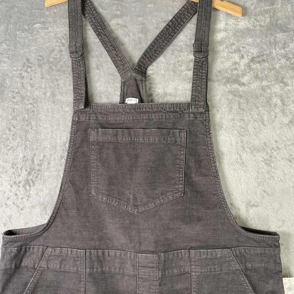Aerie Overalls Womens Sz XL Grey Corduroy Adjustable Raw Hem Patch Pockets NWT